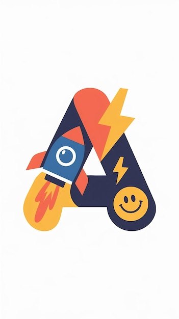 Fun plano Un signo de logotipo de letra Vector de ícono de elemento de forma abstracta