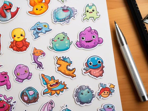 Fun Sticker Sheet Mockup für kreativen Ausdruck, generiert von KI