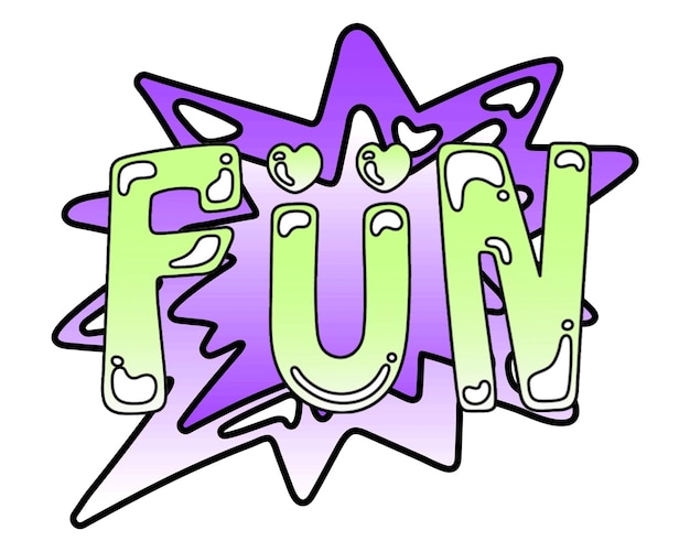Fun-Wort-Aufkleber png-Element bearbeitbares grünes Doodle-Design