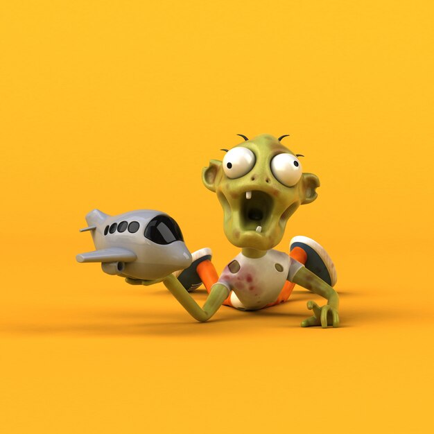 Fun Zombie Charakter isoliert - 3D-Illustration