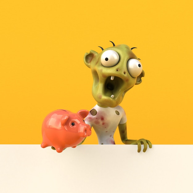 Fun Zombie Charakter isoliert - 3D-Illustration