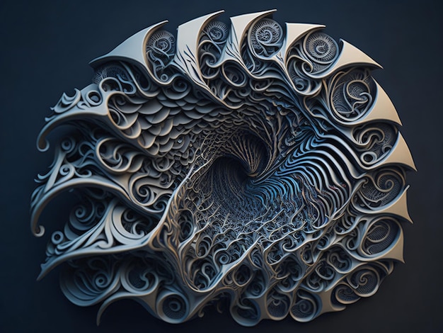 Foto função de onda fractal com padrões de zentangle