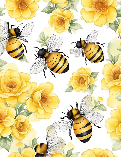 Função de verão Alegre flor de abelha fundo