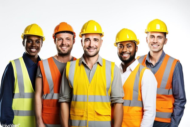 Funcionários felizes de uniforme