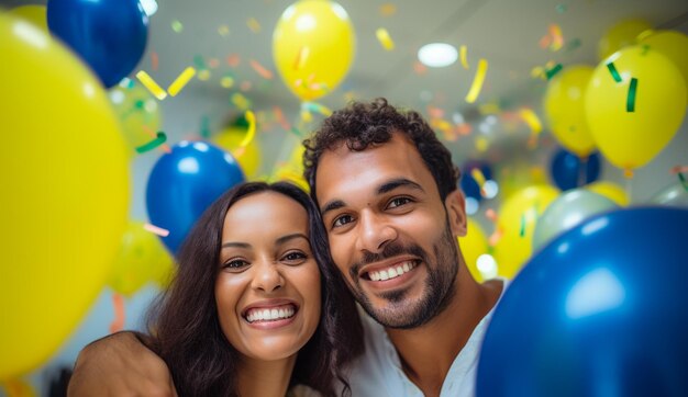 Foto funcionários felizes se reúnem para celebrar feriados no local de trabalho