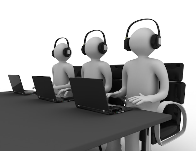 Funcionários que trabalham em um call center