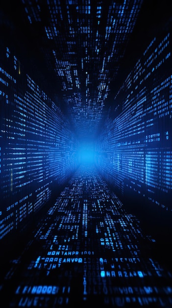 Funciones de programación binaria digital con el color azul