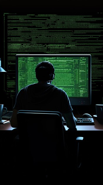Funciones de programación binaria digital en pantalla negra