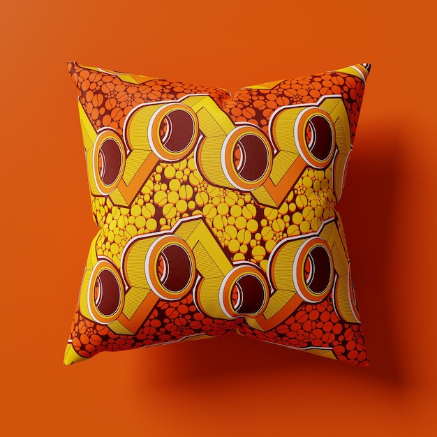 Funda de cojín de almohada de producto de moda de ilustración de renderizado 3d sobre el concepto de diseño de tema de África