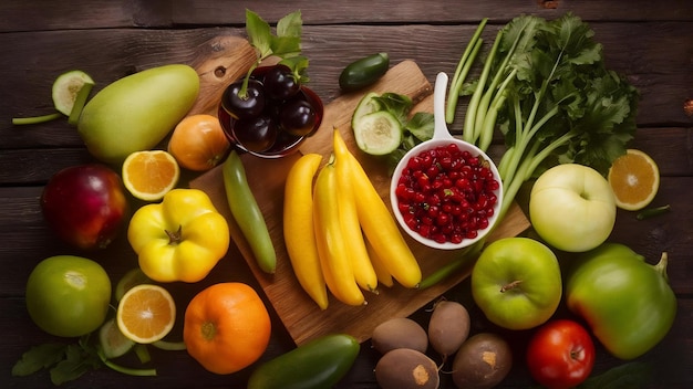 Fundamento de alimentos saudáveis alimentos saudáveis com frutas e legumes supermercado conceito de alimentos vinho
