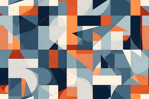 Fundo 2D geométrico minimalista em estilo cubismo com cores cinza, azul e laranja arte gerada por rede neural