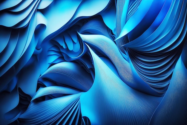 Fundo 3D abstrato 3d renderização de papel de parede de moda abstrato moderno e colorido com camadas onduladas e babados Generative AI