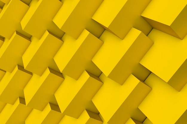 Fundo 3D abstrato amarelo composto por muitos blocos