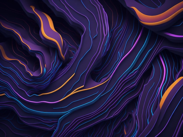 fundo 3D abstrato com linhas onduladas Ilustração gerada por computador