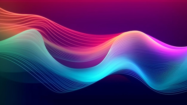 Fundo 3D abstrato com linhas onduladas listradas azuis e violetas