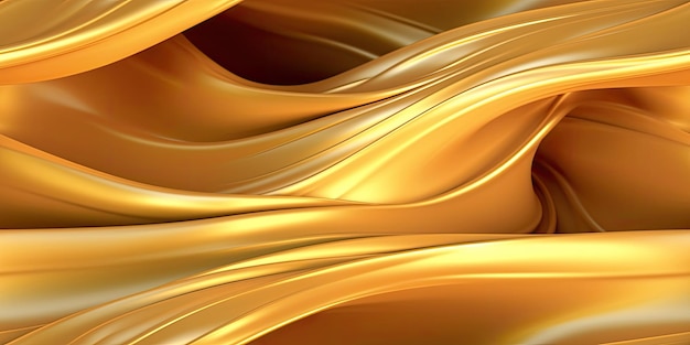 Fundo 3D abstrato com textura de ouro líquido fluindo Fundo dourado sem costura