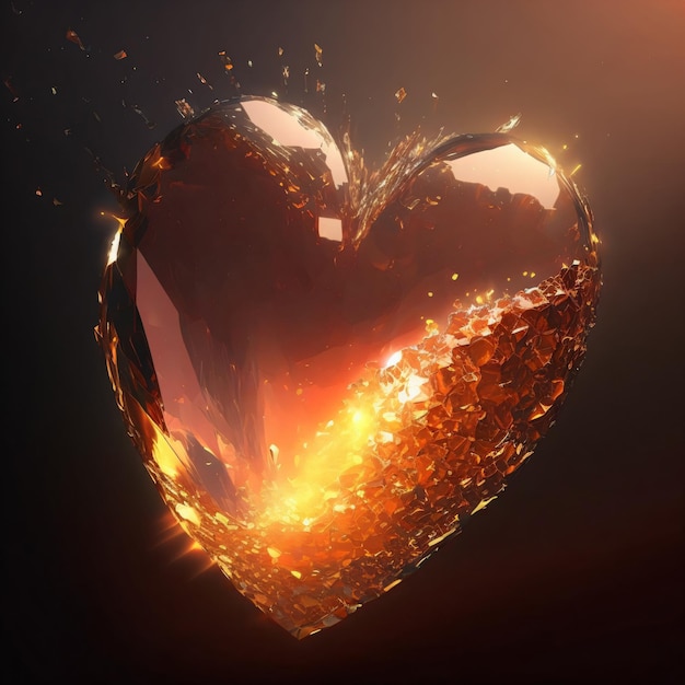 Fundo 3d abstrato do coração de cristal da explosão