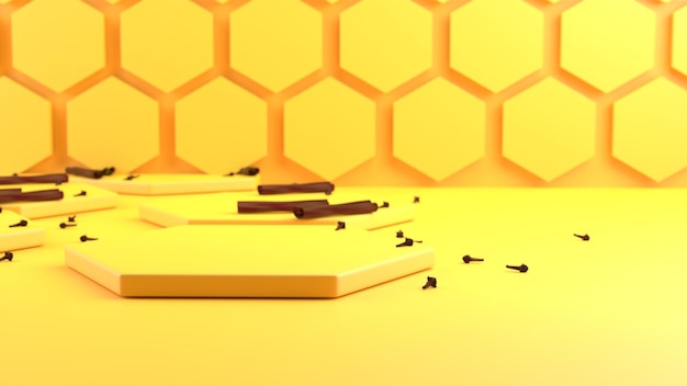 fundo 3D amarelo abstrato do favo de mel