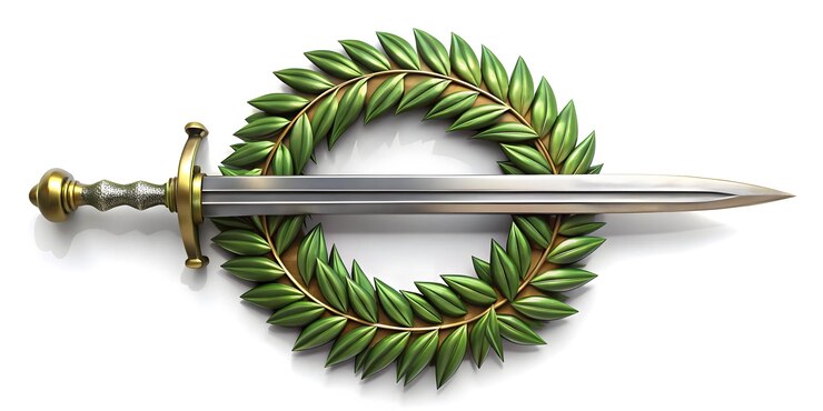 Foto fundo 3d brilhante com conceito de motivo de espada e escudo abstrato como um fundo ousado e brilhante fe