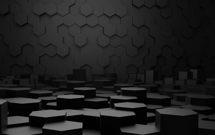 Foto fundo 3d conceito hexagonal fundo escuro