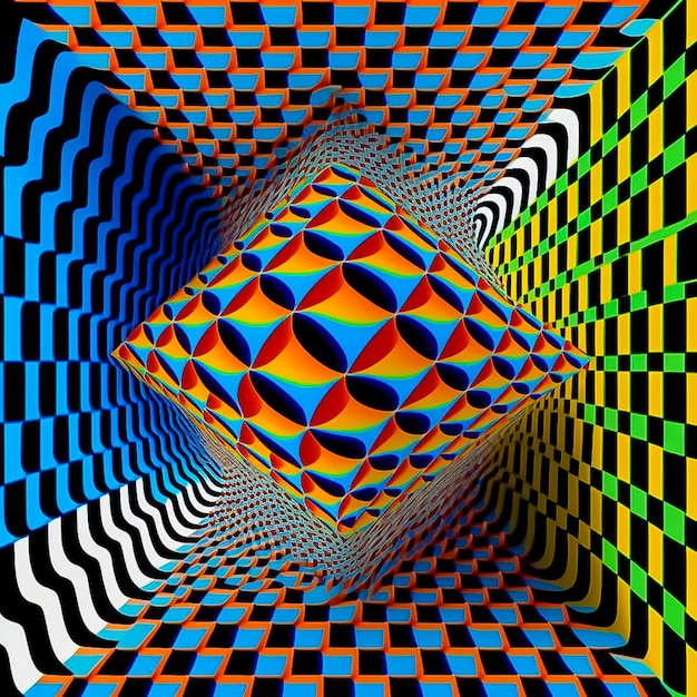 Foto fundo 3d da moda em ilusão de ótica de estilo op art gerado por ai