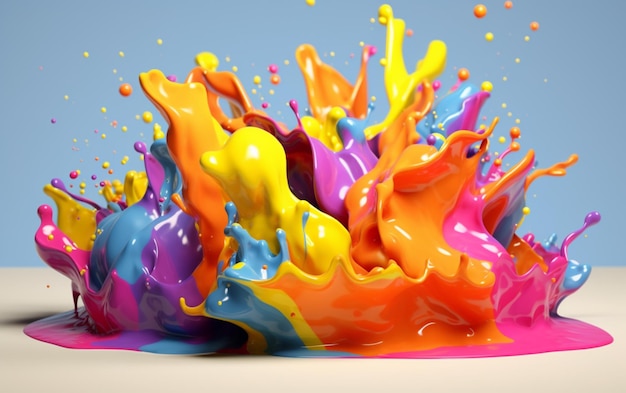 fundo 3d de respingo colorido abstrato