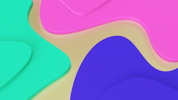 Fundo abstratas ondas geométricas de cores da moda. degraus verdes, rosa e azuis. realidade psicodélica e mundos paralelos