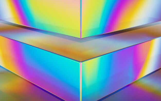 Foto fundo abstrato 3d com cubos de vidro coloridos de um arco-íris