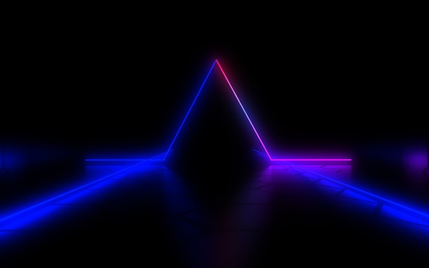 Fundo abstrato 3D com luz de néon. Ilustração 3D