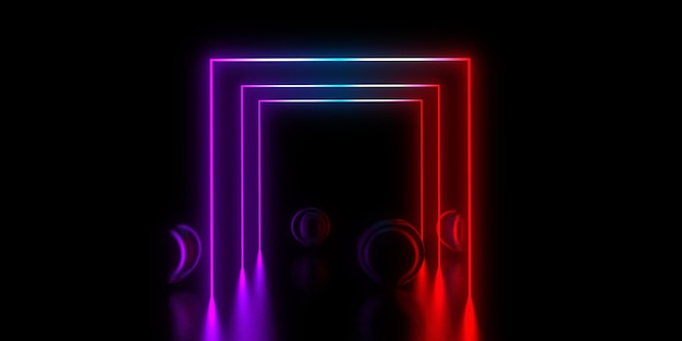 Foto fundo abstrato 3d com luzes de néon construção do espaço do túnel de néon 3d ilustração3