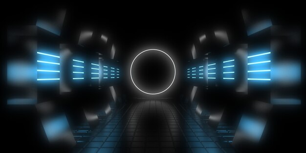 Fundo abstrato 3D com luzes de néon.