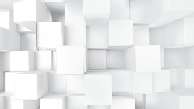 Fundo abstrato 3D com tela cheia de quadrados brancos