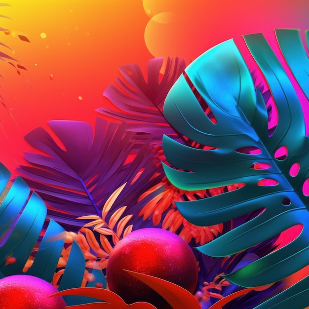 Fundo abstrato 3D com tema de verão vibrante