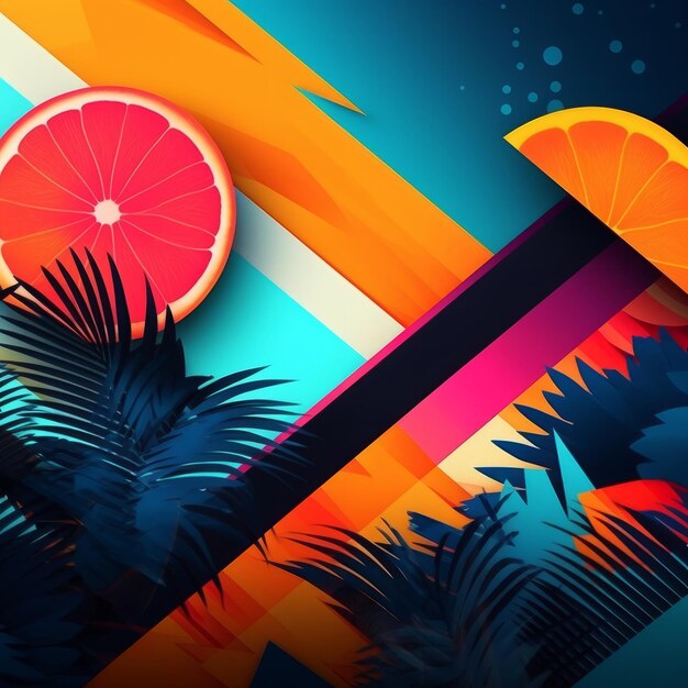 Fundo abstrato 3D com tema de verão vibrante