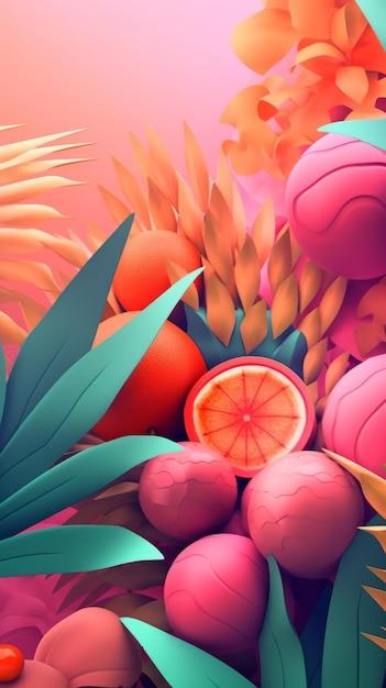 Fundo abstrato 3D com tema de verão vibrante