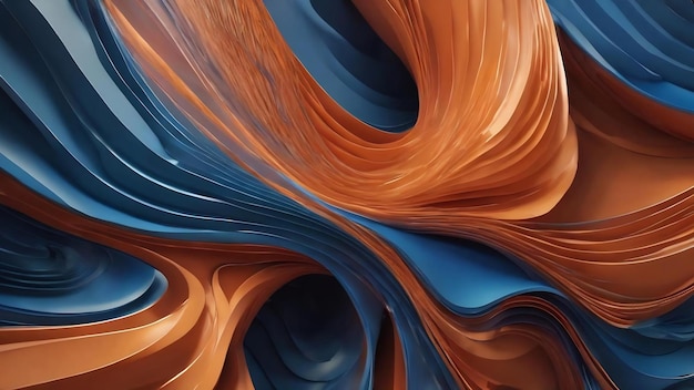 Foto fundo abstrato 3d moderno com superfície curva papel de parede laranja e azul com padrão copyspace wa