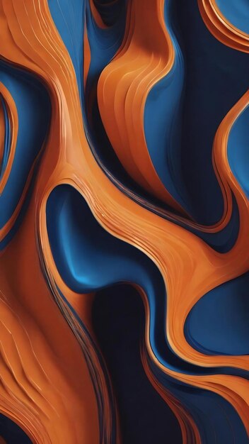 Fundo abstrato 3D moderno com superfície curva papel de parede laranja e azul com padrão copyspace wa