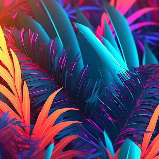 Fundo abstrato 3D temático tropical brilhante