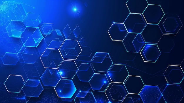 Fundo abstrato azul com formas hexagonais