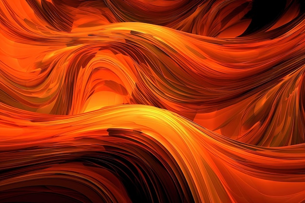 Fundo abstrato colorido com linhas onduladas em tons de laranja e preto Generative AI