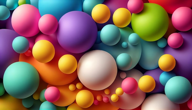 Fundo abstrato com bolas multicoloridas Generative AI
