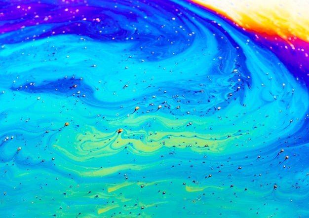 Foto fundo abstrato com cores gradientes coloridas. bolha de sabão fechar abstração macro.