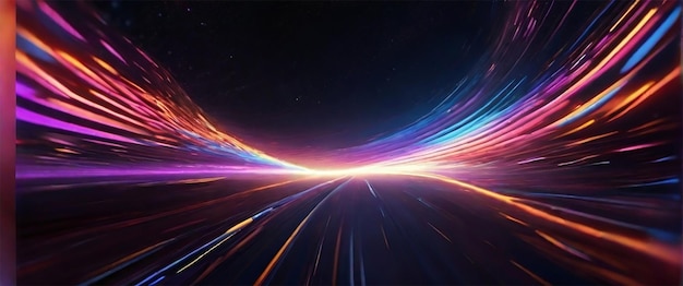 Foto fundo abstrato com espectro colorido raios de néon brilhantes e linhas brilhantes renderização 3d ai genera