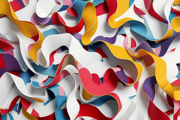Fundo abstrato com formas cortadas em papel multicolorido