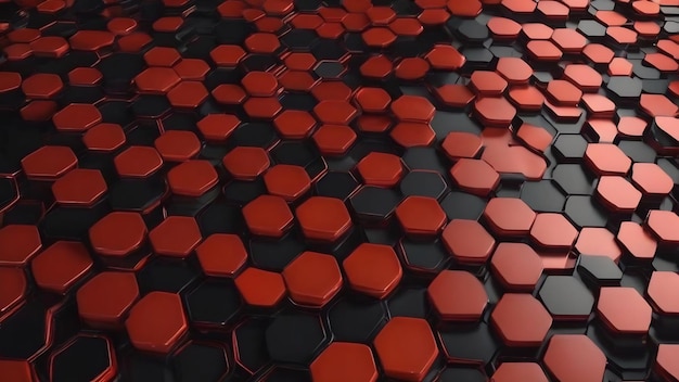 Fundo abstrato com hexágonos vermelhos, marrons e pretos