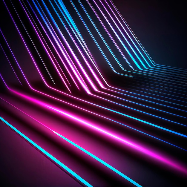 Fundo abstrato com luzes de neon e flash Belo efeito de luz colorida em fundo preto Cena de fundo vazia Criado com Generative AI AI