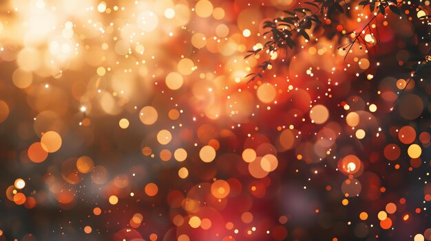 Fundo abstrato com luzes laranjas e amarelas desfocadas O conceito de Natal, Ano Novo e outros feriados