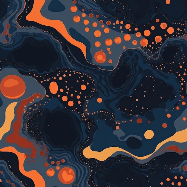 Fundo abstrato com manchas azuis, laranjas e pretas Ilustração vetorial