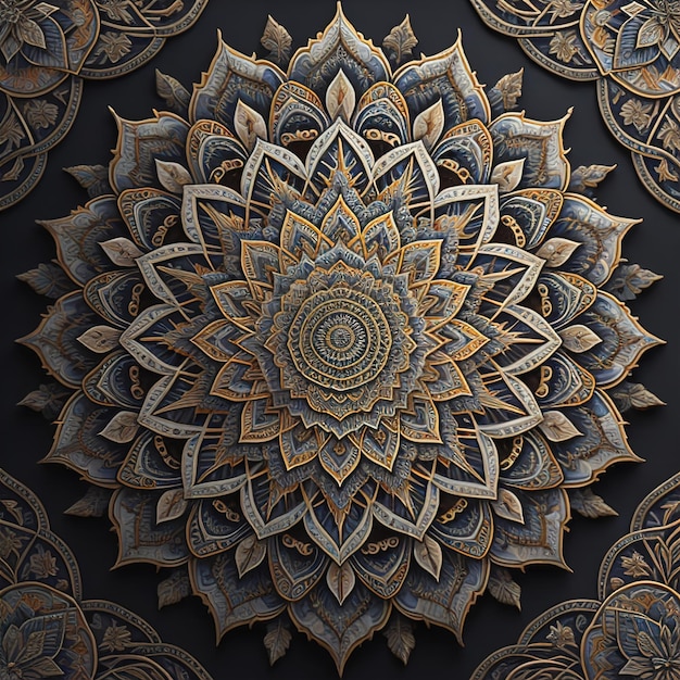 fundo abstrato com mandala dourada gráficos gerados por computador