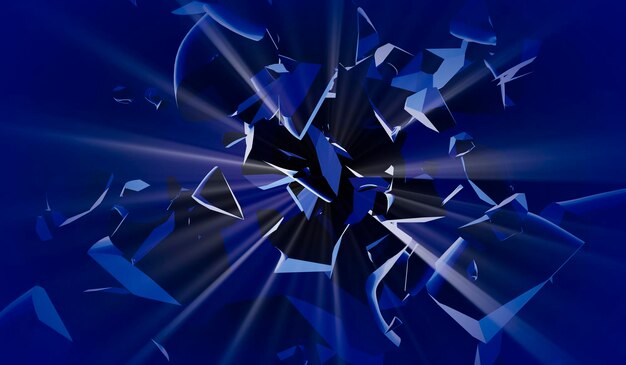 Fundo abstrato com muitos pedaços e raios de luz ilustração 3D